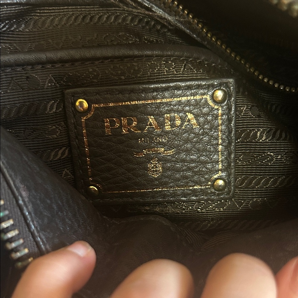 Authentic Prada Olive Nylon Satchel with Dark Brown Leather Handles - Picture 11 of 12